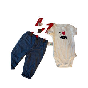 “I love mom” baby Carter's Outfit Set 6M White & Blue NWT